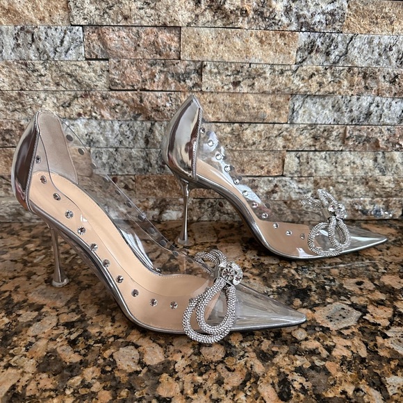 MACH & MACH NEW Double Bow PVC Clear Pumps Heels Crystal - Picture 10 of 14